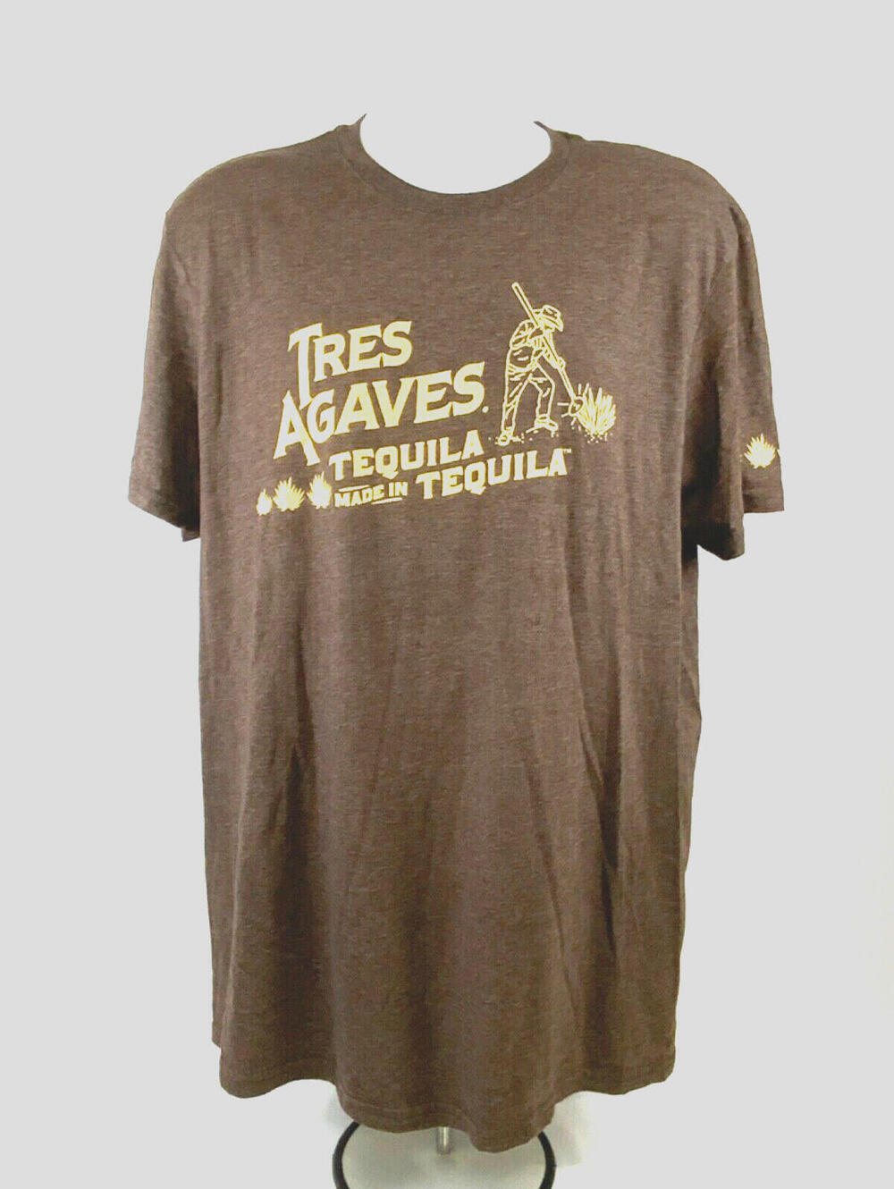 NWOT Tres Agaves 'Tequila Made In Tequila' Brown Double-Sided Graphic T-Shirt XL